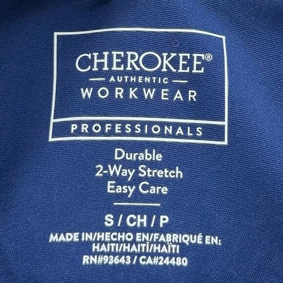 Cherokee Scrub Top Womens Sz S Workwear Professionals Wrap Medical Uniform Blue - Picture 8 of 12